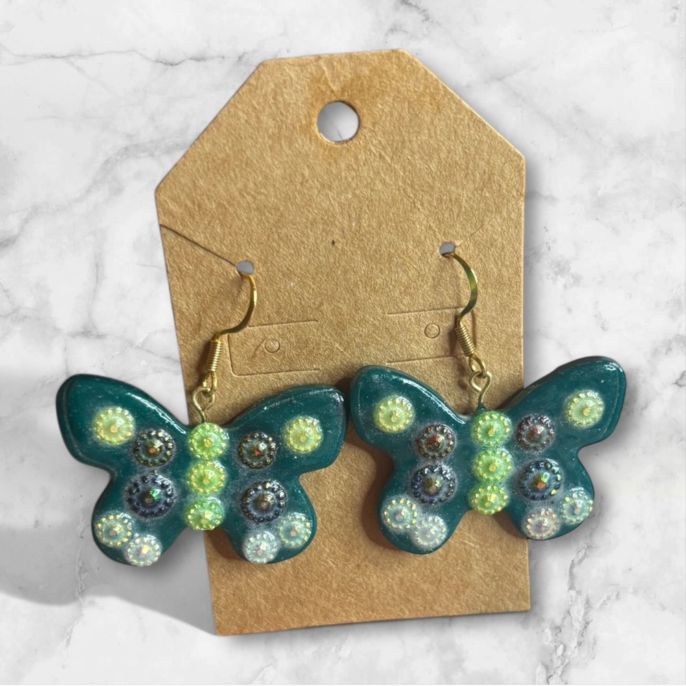 Green Butterfly Earrings